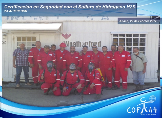 Certificación en Seguridad con el Sulfuro de Hidrógeno (WEATHERFORD) Anaco