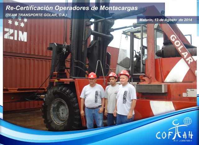Re-Certificación de Operadores de Montacargas (TRANSPORTE GOLAR) Maturín
