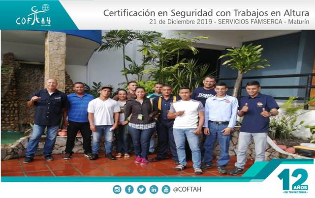 Certificación en Seguridad para Trabajos en Altura (SERVICIOS FAMSERCA) Maturín