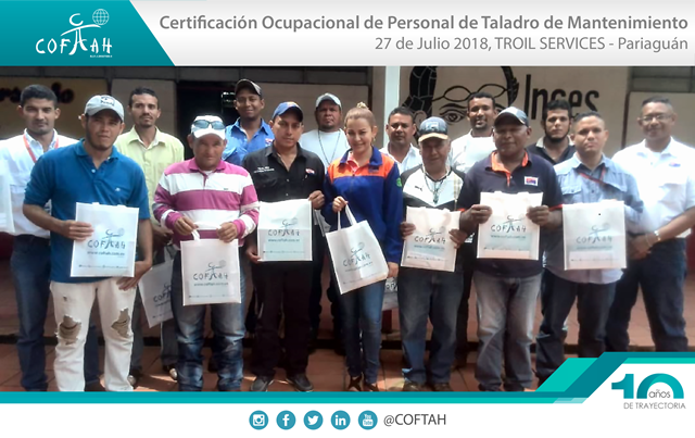 Certificación Ocupacional para Personal de Taladros de Servicios a Pozos (TROIL Services) Pariaguan
