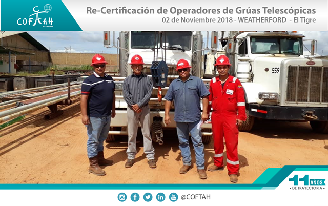 Re-Certificación de Operadores de Grúas Telescópicas (WEATHERFORD) El Tigre
