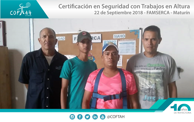 Certificación en Seguridad con Trabajos en Altura (FAMSERCA) Maturín