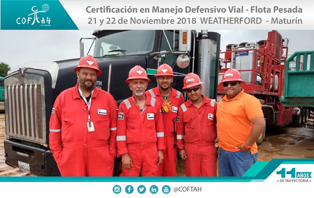 Certificación en Manejo Defensivo Vial - Flota Pesada (WEATHERFORD) Maturín