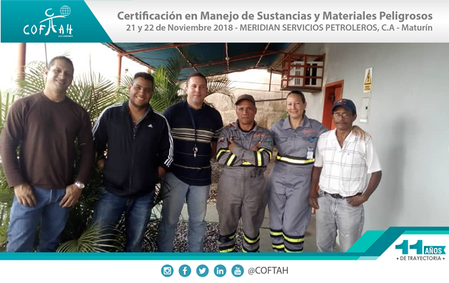 Certificación en Manejo de Sustancias y Materiales Peligrosos (MERIDEAN) Maturín