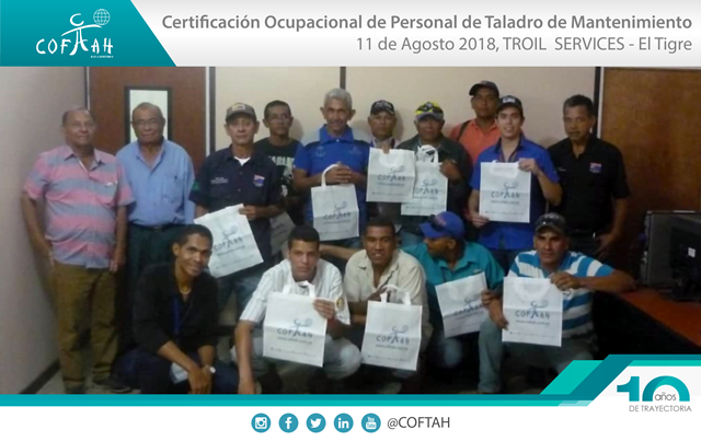 Certificación Ocupacional para Personal de Taladros de Matenimiento (TROIL Services) El Tigre