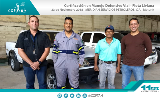 Certificación en Manejo Defensivo Vial - Flota Liviana (MERIDIAN) Maturín