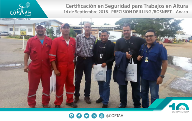 Certificación en Seguridad con Trabajos en Altura (Precision Drilling - ROSNEFT) Anaco