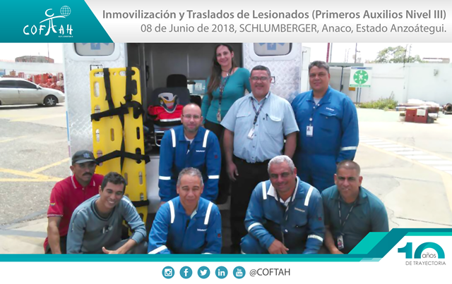 Inmovilización y Traslados de Lesionados – Primeros Auxilios Nivel 3 (SCHLUMBERGER) Anaco